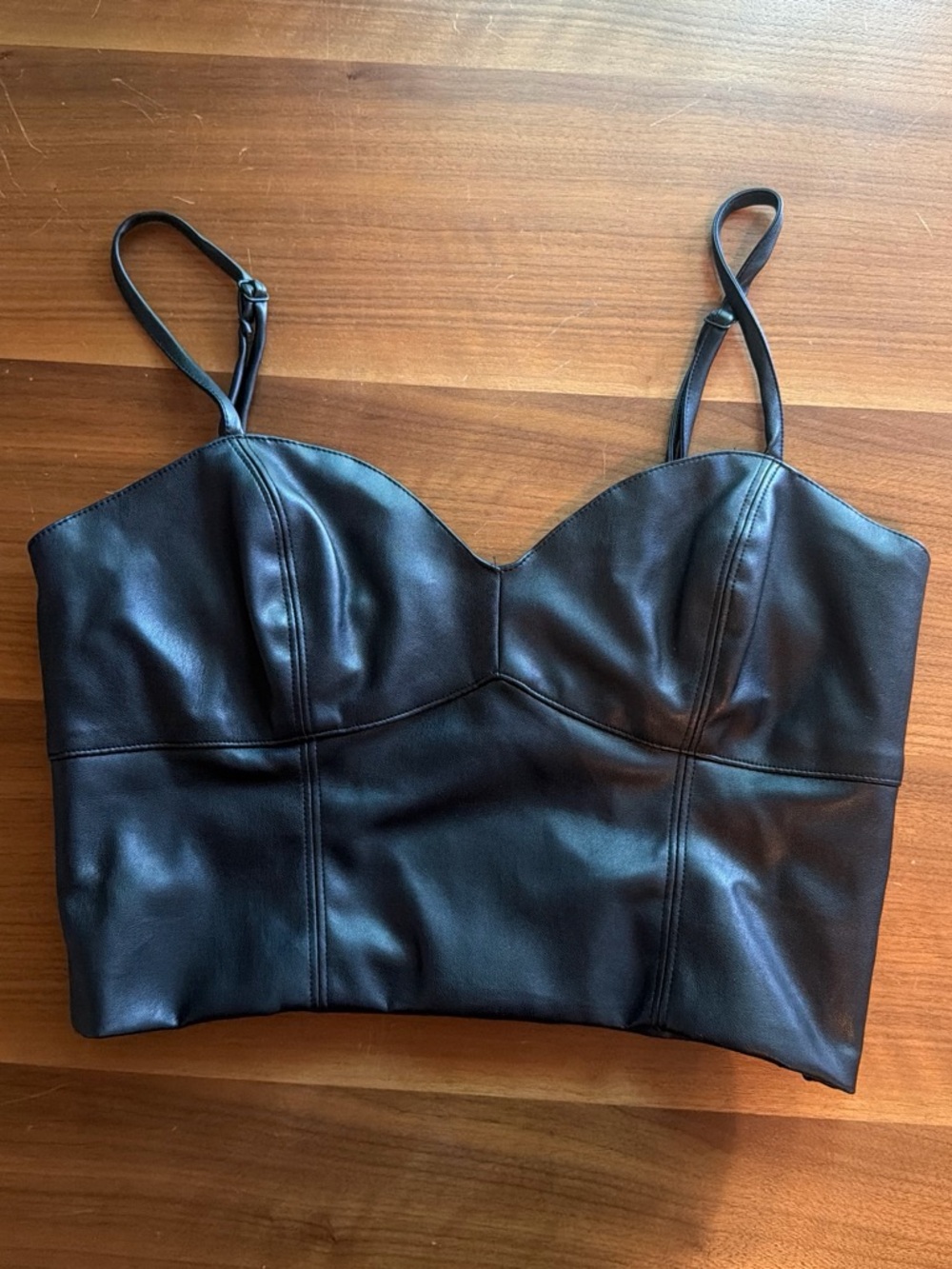 Black Faux Leather Bustier Crop Top Forever 21